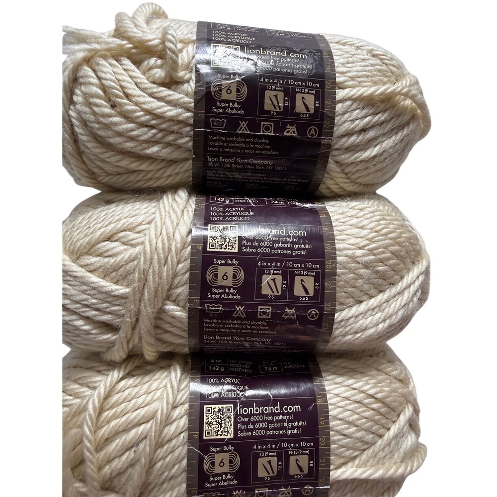 (3 Pack) Lion Brand Yarn 135-099 Hometown USA Super Bulky 6 Yarn Los Angeles Tan - Picture 5 of 7